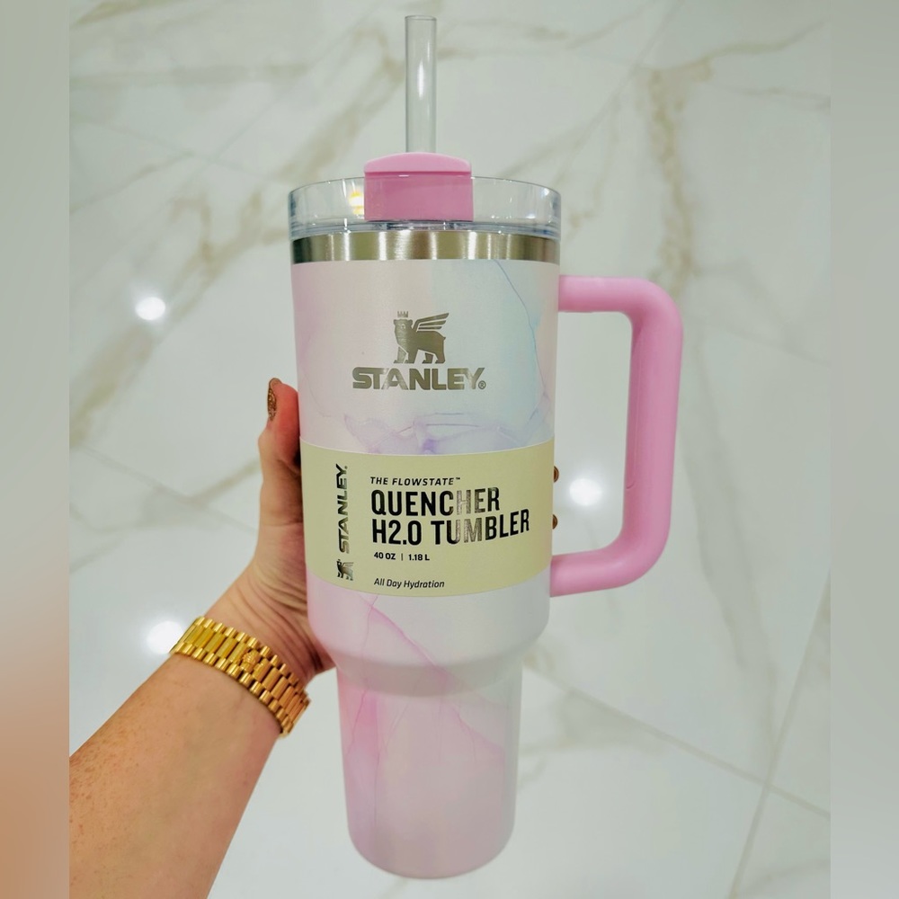 Gorgeous LIMITED RELEASE PINK Stanley cup 40oz Quencher WATERCOLOR TULLE…